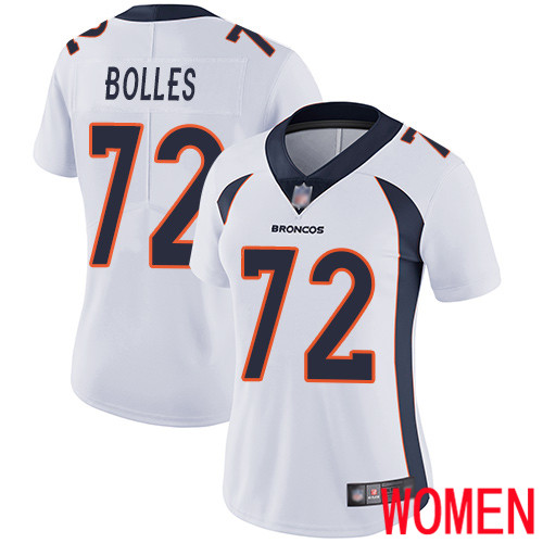 Women Denver Broncos 72 Garett Bolles White Vapor Untouchable Limited Player Football NFL Jersey